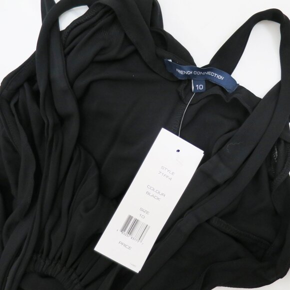 French Connection Necklace Trim Slinky Dress - Black / UK 10/US 6/FR 38/EU 38 - Picture 6 of 16